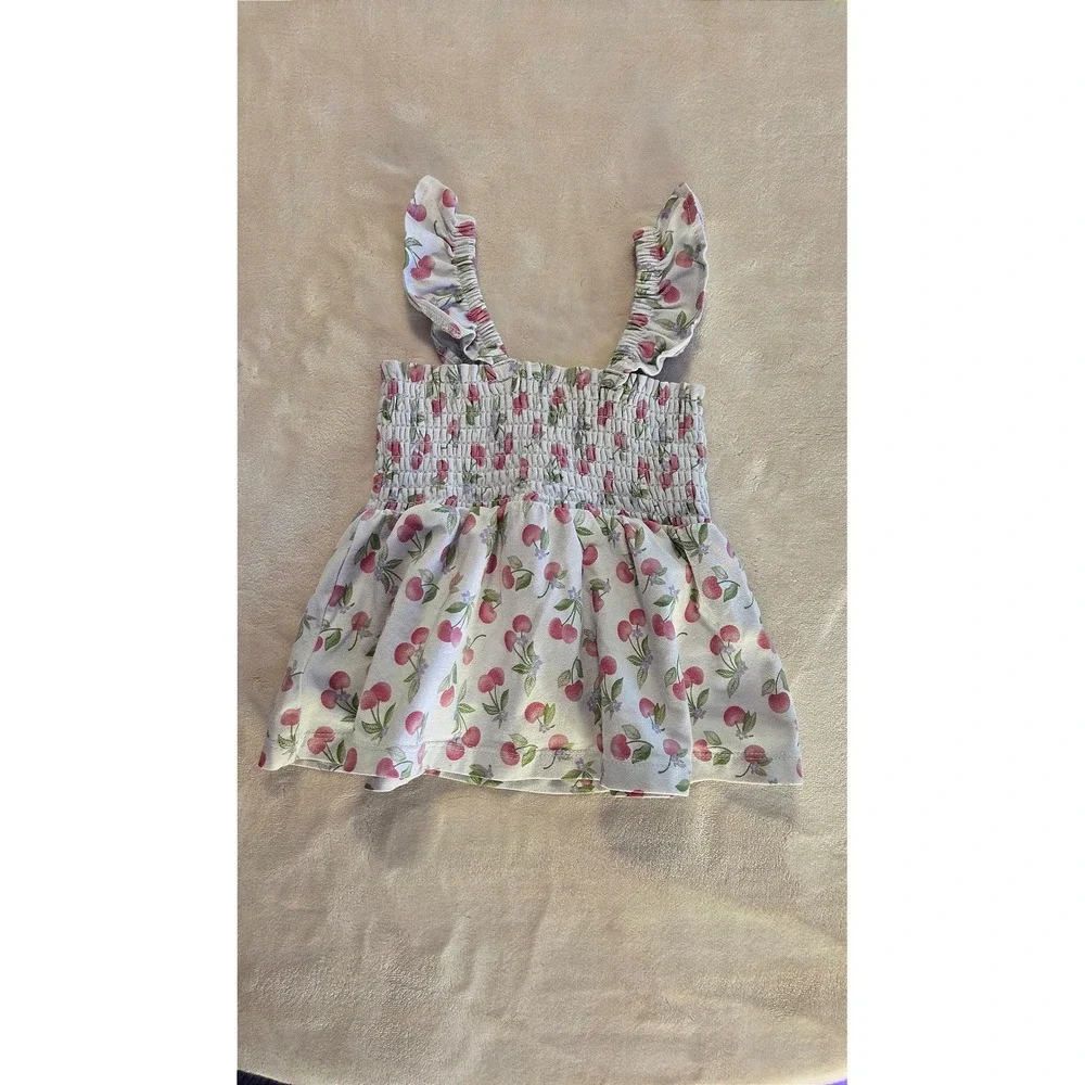 Cynthia Rowley Toddler Girls Cherry Smocked Top & Pink Pants‎ Set 24M